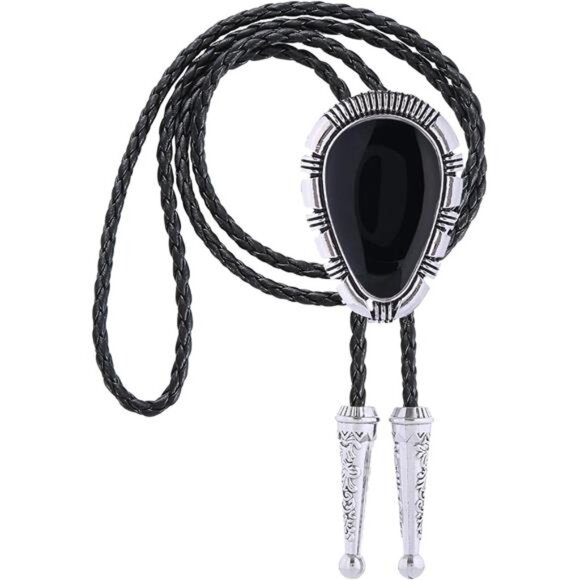 Turquoise Bolo Tie for Men Black Cowboy Bolo Tie - Picture 1 of 7